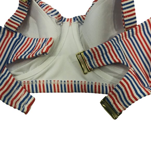 Xhilaration Women's Size 18W Textured Shirred Underwire Bikini Swim Top Striped - Picture 3 of 12